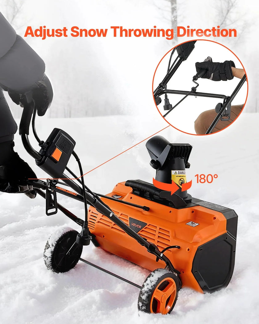 VEVOR Electric Snow Blower, 23 inch 15A Corded Snow Thrower with Dual LED Headlights & 180° Rotating Chute, 25FT Throwing Distance, 12