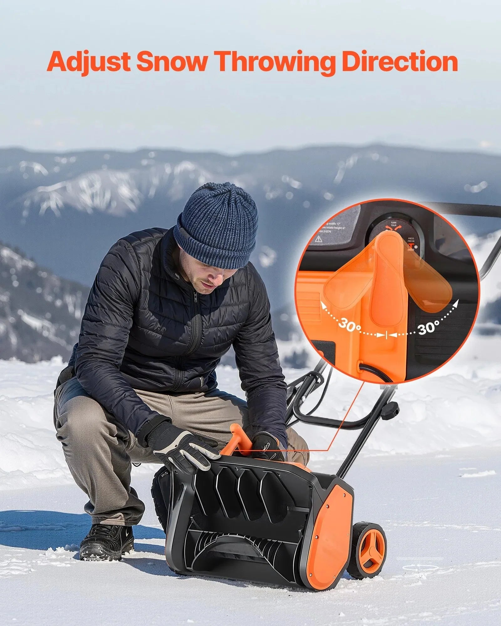 VEVOR Electric Snow Shovel, 12A 17 inch Corded Snow Shovel, 60° Adjustable Chute, 20 ft Throwing Distance, Snowthrower with Dual Safety Switch, Winter Ice Removal Tool for Driveway Sidewalk Patio