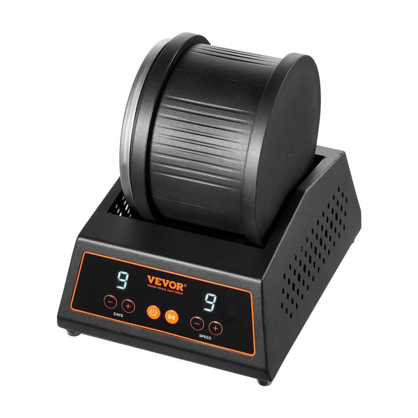VEVOR Rock Tumbler Machine 4 lbs Rock Polishing Kit 9 Speed 9-Day Timer Steel