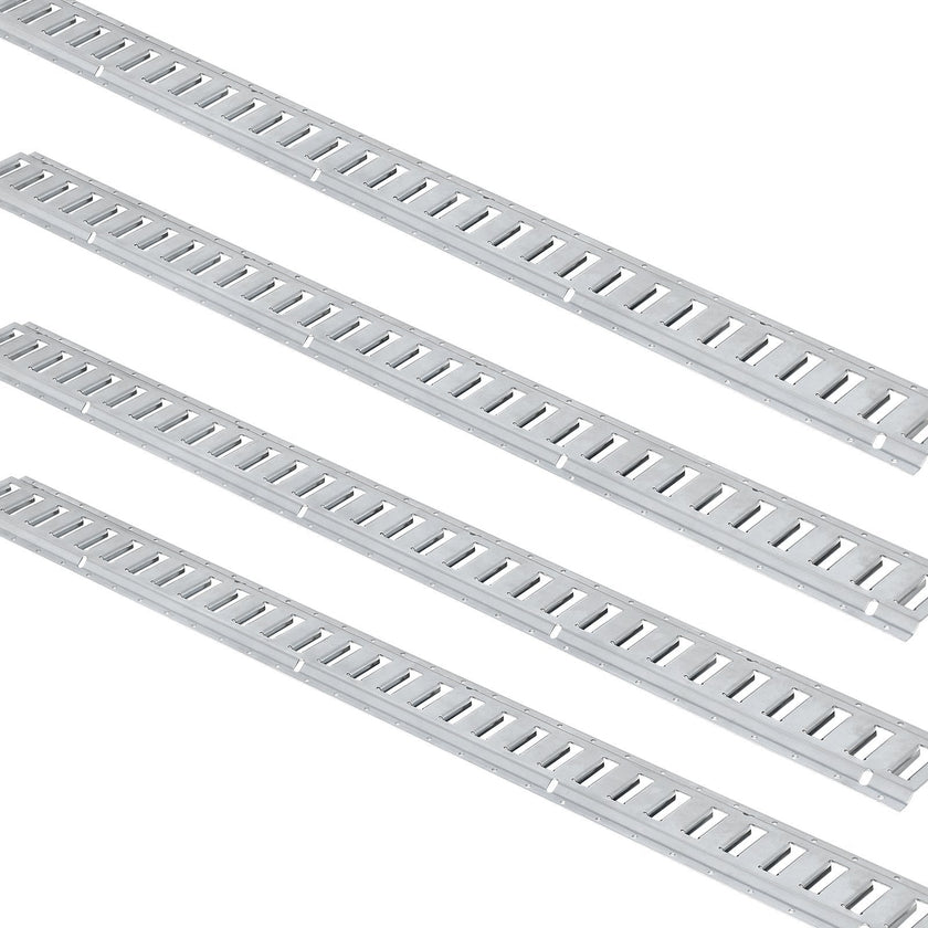 VEVOR E Track Tie-Down Rail Kit, 34PCS 5FT E-Tracks Set Includes 8 Steel Rails & 2 Single Slot & 8 O Rings & 8 Tie-Offs w/ D-Ring & 8 End Caps, Securing Accessories for Cargo, Motorcycles, and Bikes