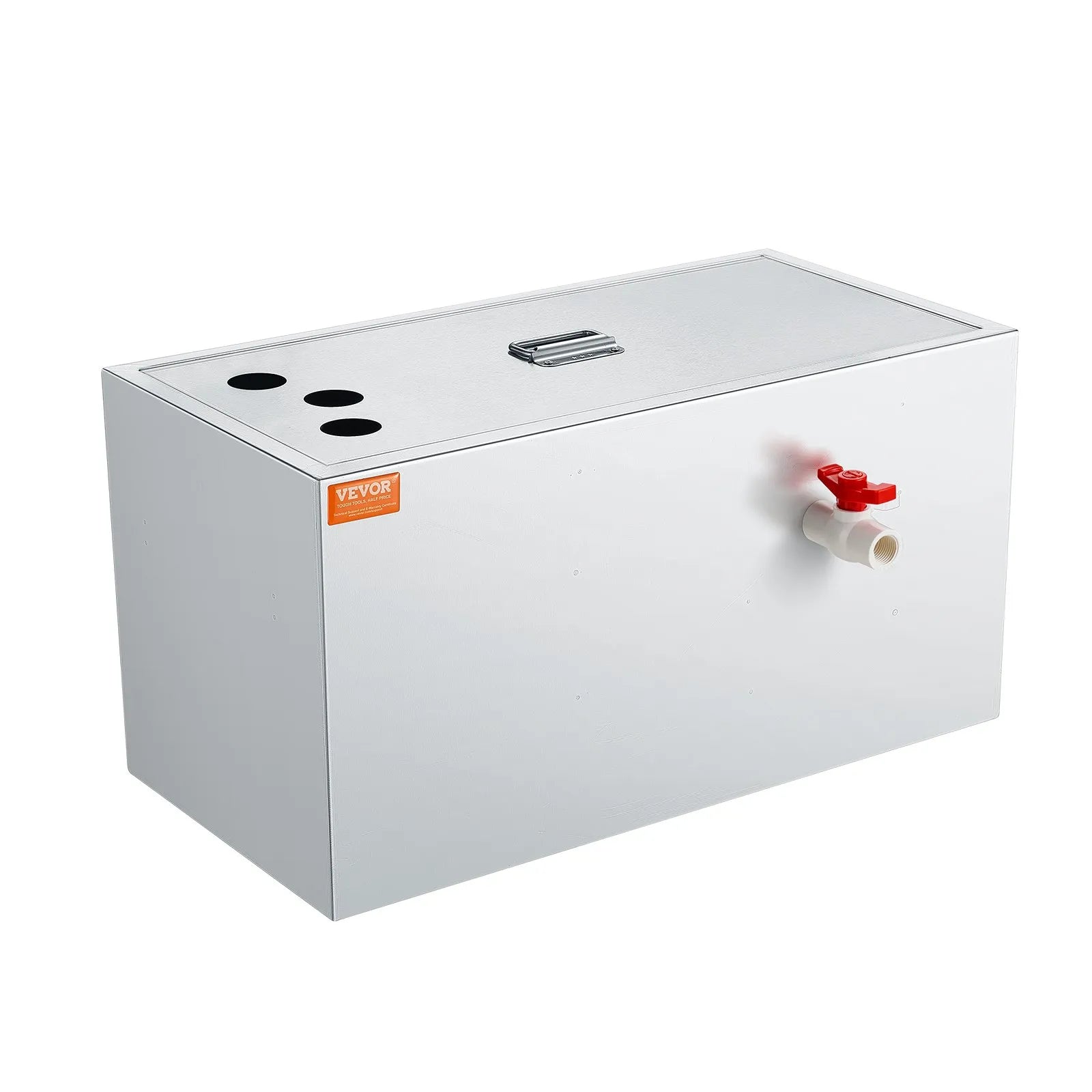 VEVOR Commercial Grease Trap, 25 LBS Grease Interceptor, Top Inlet Interceptor, Under Sink Stainless Steel Grease Trap, 6.4 GPM Waste Water Oil-water Separator, for Restaurant Canteen Home Kitchen