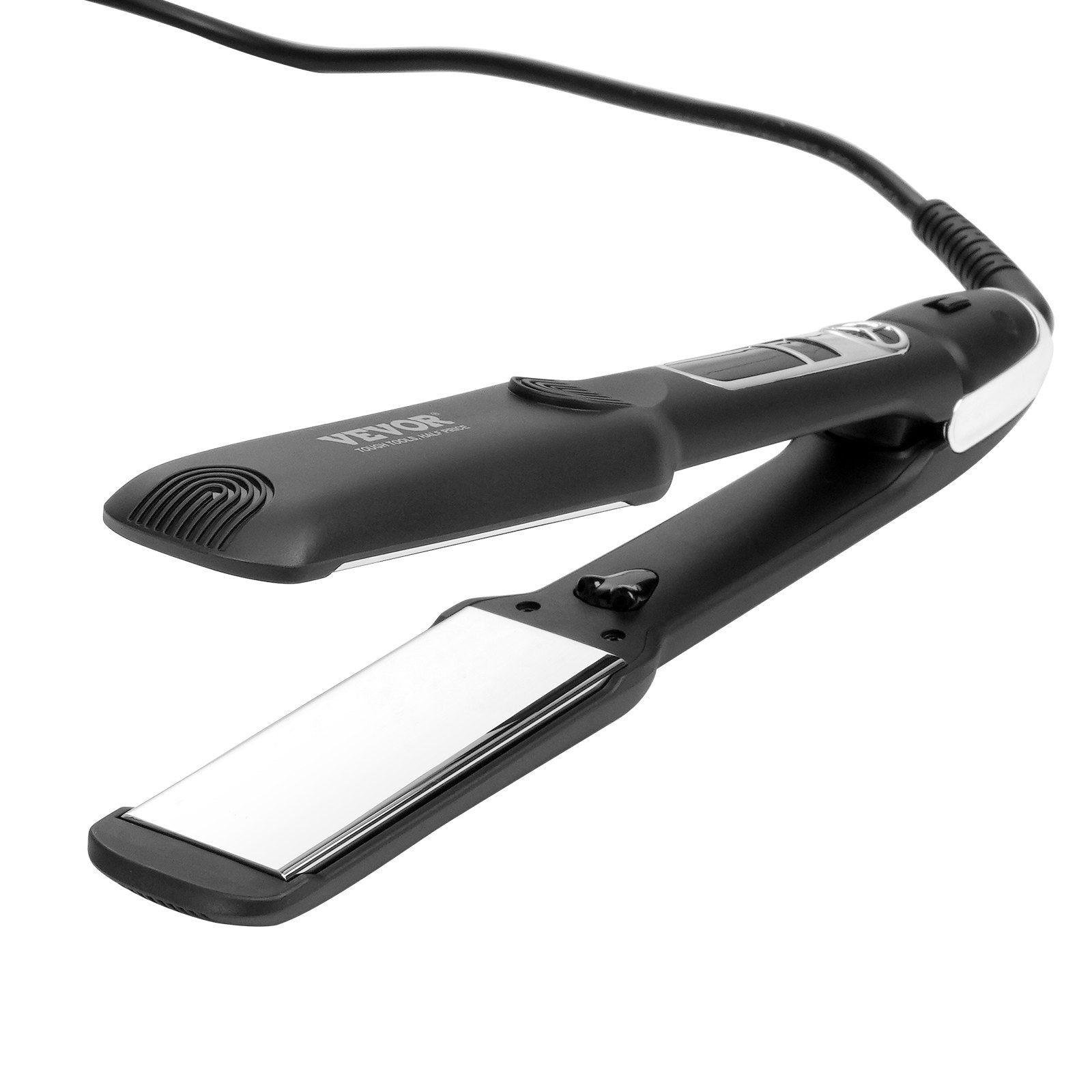 VEVOR Hair Straightener, 1.5-inch Titanium Flat Iron, Negative Ions Hair Straightener Flat Iron with LCD Display and 25 Temp Levels - 210°F to 450°F, Dual Voltage 110V/240V for Salon Home Travel Use