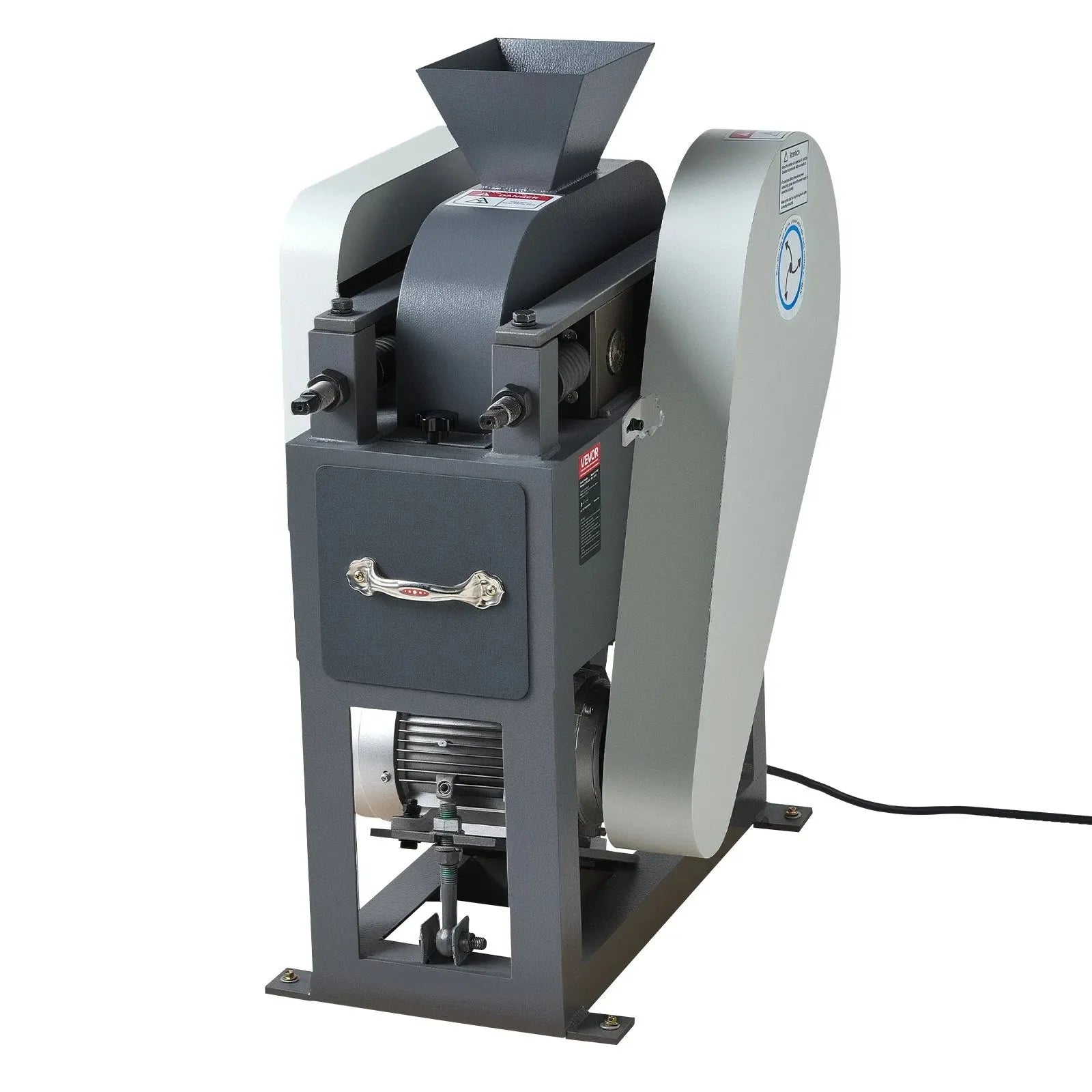VEVOR Rock Crusher, 220V Double Roller Crushers, Industrial Shredder with 2.56x0.59 inch Dual Feed Inlets, 1740RPM Speed Stone Grinder Rock Crusher, 1.5KW Electric Shatter Pulverizer, 860kg/h Crushing