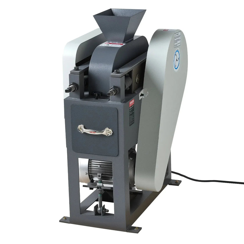 VEVOR Rock Crusher, 220V Double Roller Crushers, Industrial Shredder with 2.56x0.59 inch Dual Feed Inlets, 1740RPM Speed Stone Grinder Rock Crusher, 1.5KW Electric Shatter Pulverizer, 860kg/h Crushing