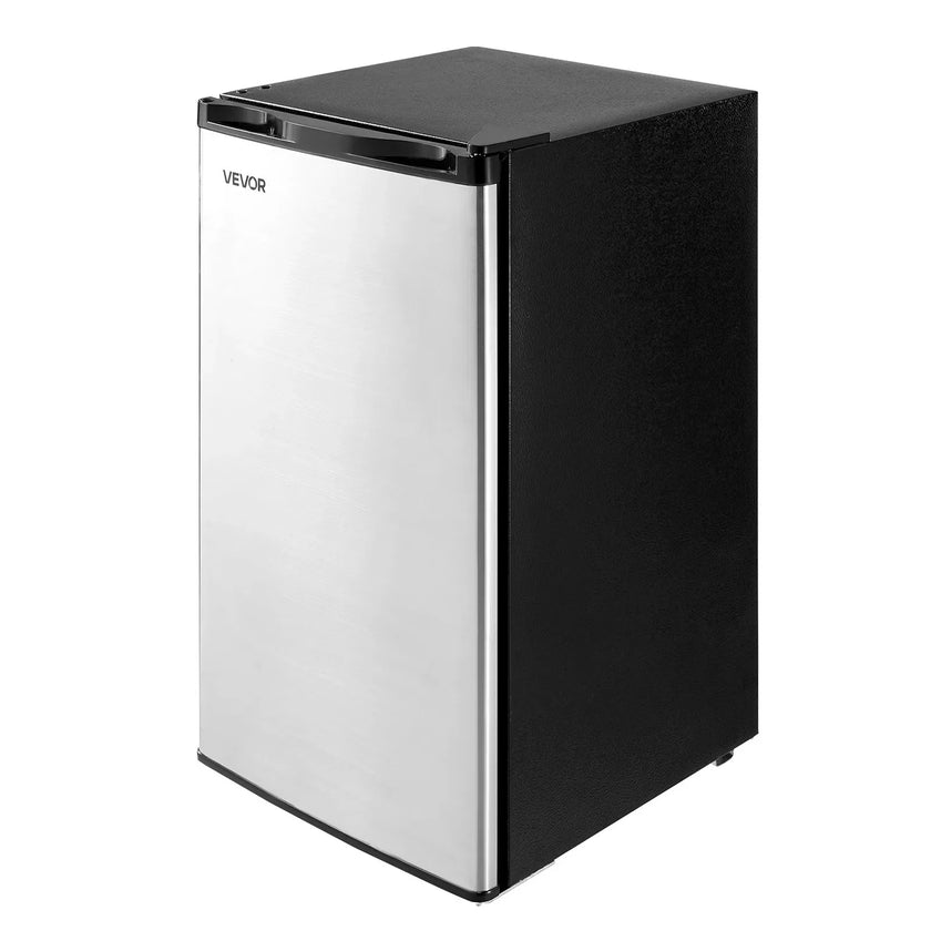 Mini Fridge, 3.2 Cu. Ft. Compact Single Door Refrigerator with Adjustable Temperature, Glass Shelf & Reversible Door, Stainless Steel