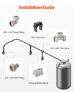 VEVOR Air Compressor Line Kit 3/4'' x 200FT PU Air Compressor Line System Black