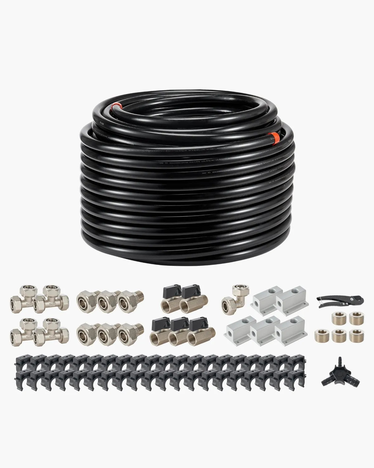 VEVOR Air Compressor Line Kit 3/4'' x 200FT PU Air Compressor Line System Black