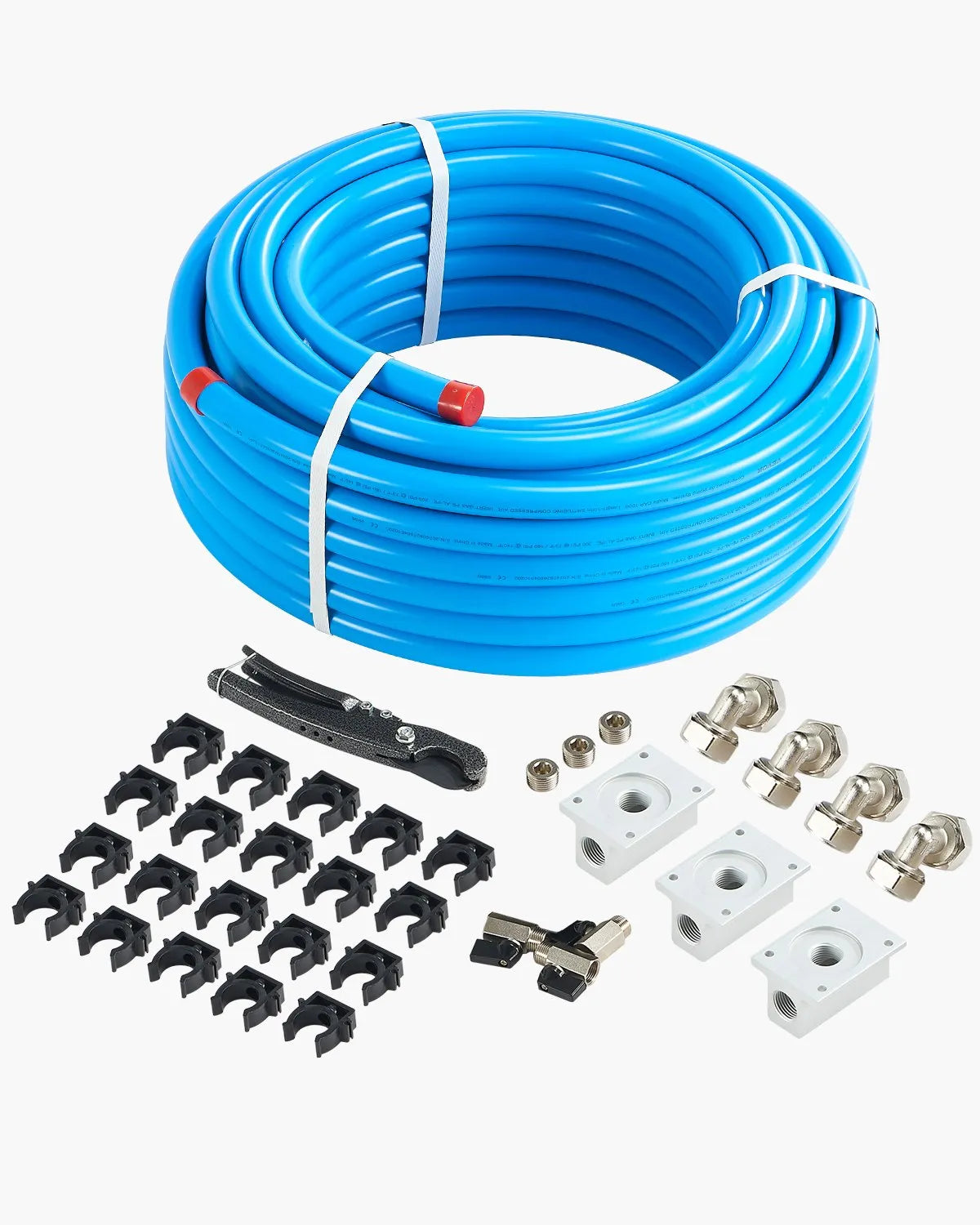 VEVOR Air Compressor Line Kit 3/4'' x 100FT HDPE/Aluminum Air Piping System Blue