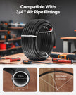 VEVOR Air Compressor Line Kit 3/4'' x 100FT PU Air Compressor Line System Black