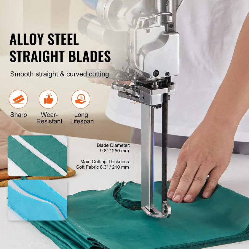 VEVOR Fabric Cutter, 750W High-Speed Straight Knife Cloth Cutting Machine, 9.8