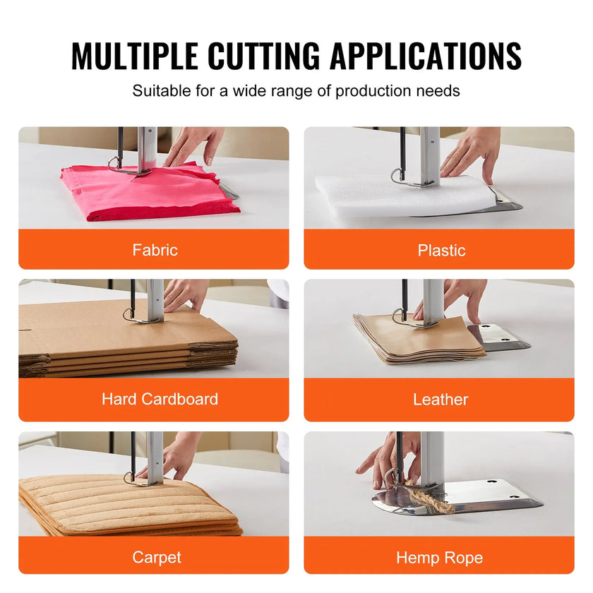 VEVOR Fabric Cutter, 750W High-Speed Straight Knife Cloth Cutting Machine, 9.8