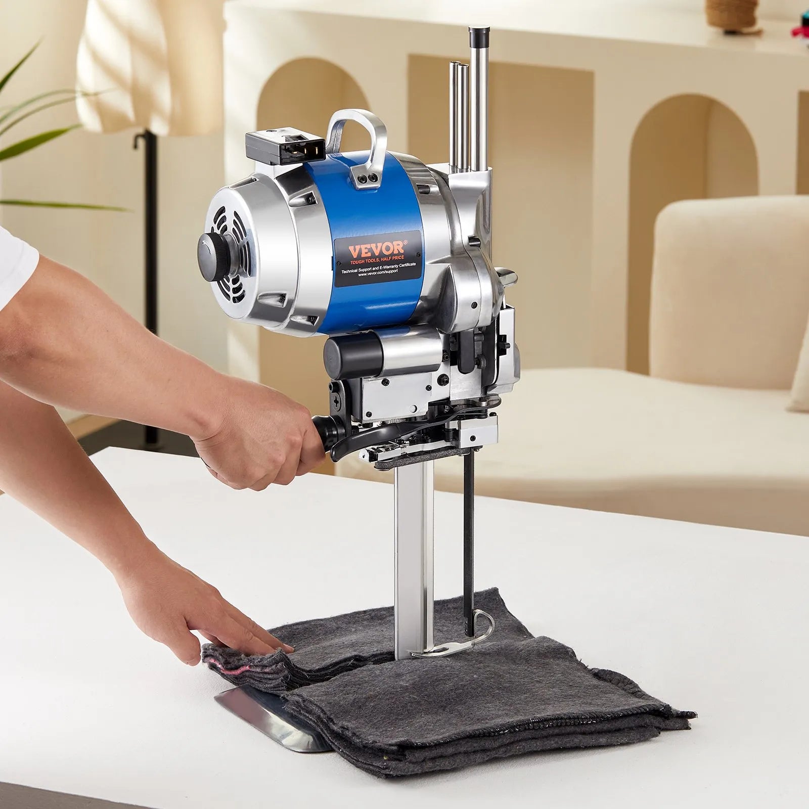 VEVOR Fabric Cutter, 750W High-Speed Straight Knife Cloth Cutting Machine, 9.8