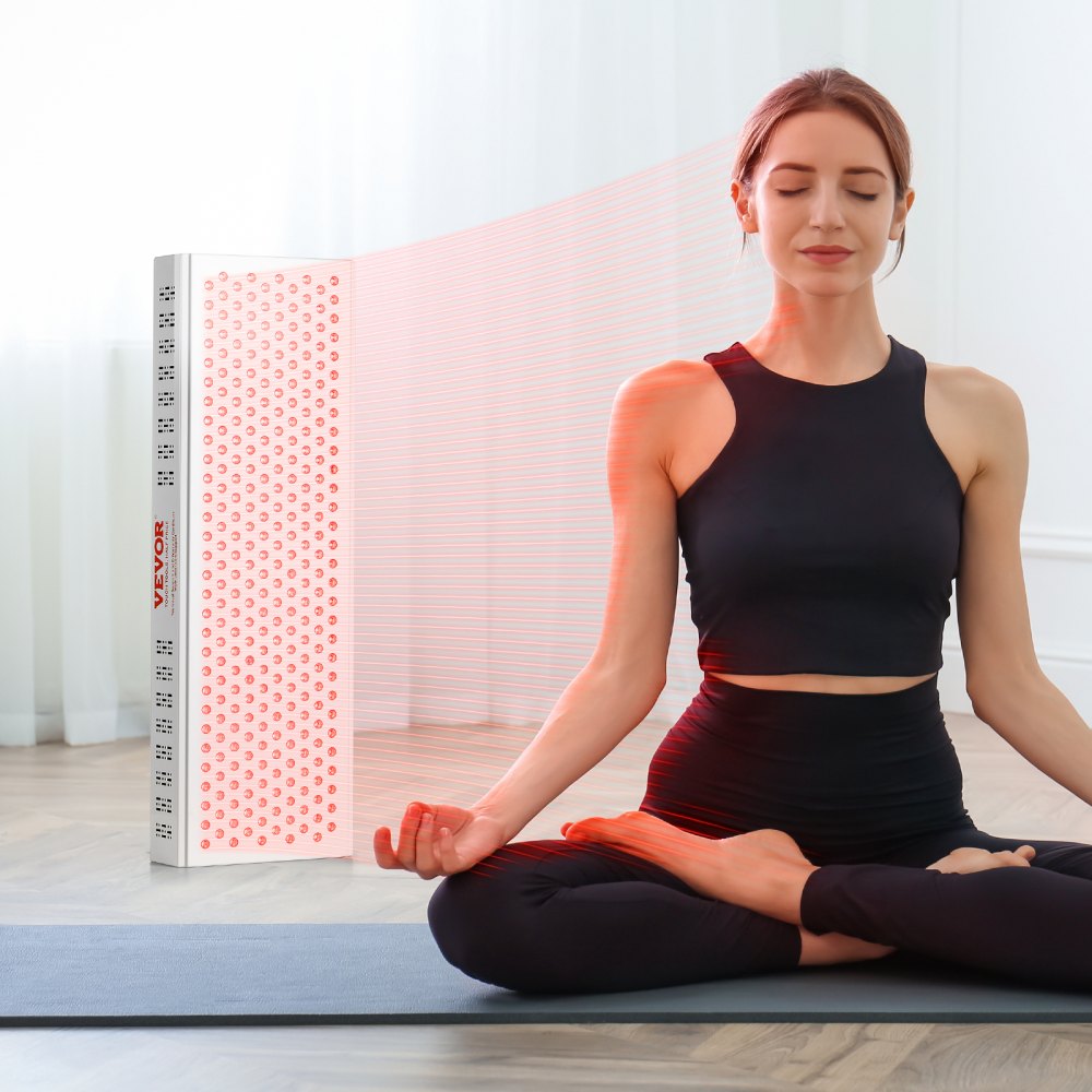 VEVOR Red Light Therapy for Whole Body, 300 Dual-Chip LEDS, 10Hz/40Hz Pulse, 3 Timing Setting, Red 660nm & Near Infrared 850nm Light Therapy Panel for Pain Relief, Wound Healing, Skin Health, 300W