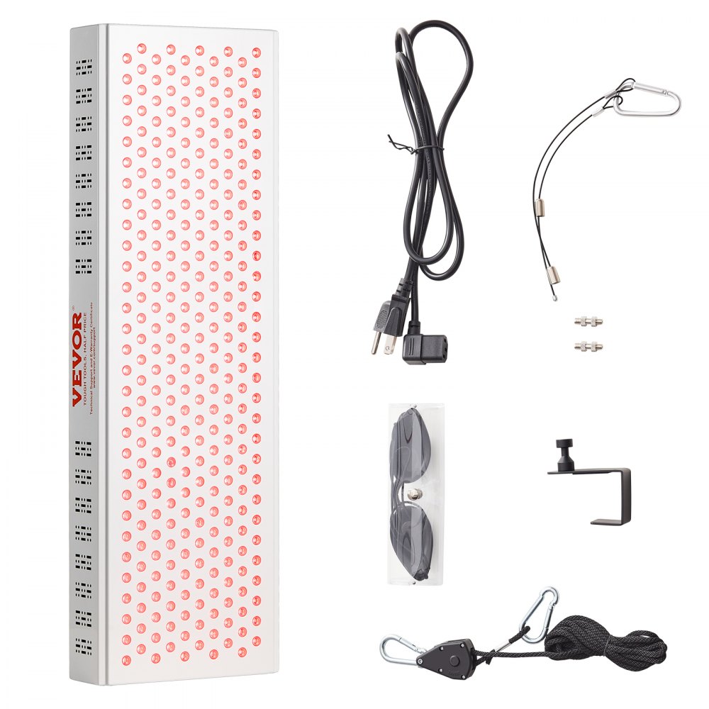 VEVOR Red Light Therapy for Whole Body, 300 Dual-Chip LEDS, 10Hz/40Hz Pulse, 3 Timing Setting, Red 660nm & Near Infrared 850nm Light Therapy Panel for Pain Relief, Wound Healing, Skin Health, 300W
