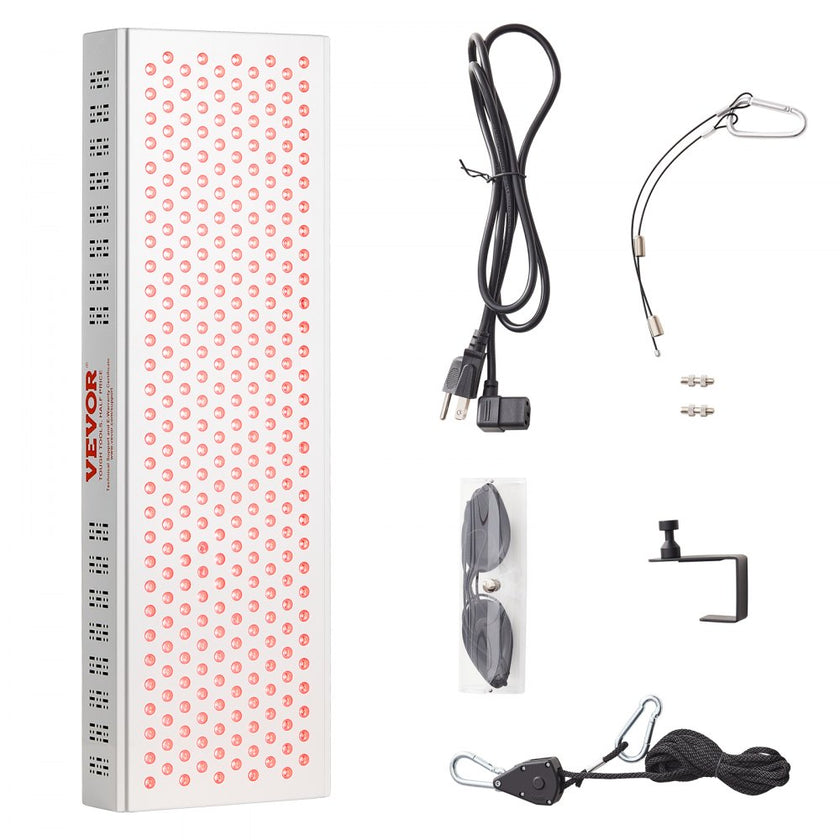 VEVOR Red Light Therapy for Whole Body, 300 Dual-Chip LEDS, 10Hz/40Hz Pulse, 3 Timing Setting, Red 660nm & Near Infrared 850nm Light Therapy Panel for Pain Relief, Wound Healing, Skin Health, 300W