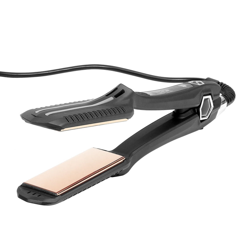 VEVOR Hair Straightener, 1.5-inch Titanium Flat Iron, Dual Infrared Hair Straightener Flat Iron with LCD Display and 19 Temp Levels - 210°F to 450°F, Dual Voltage 110V/240V for Salon Home Travel Use