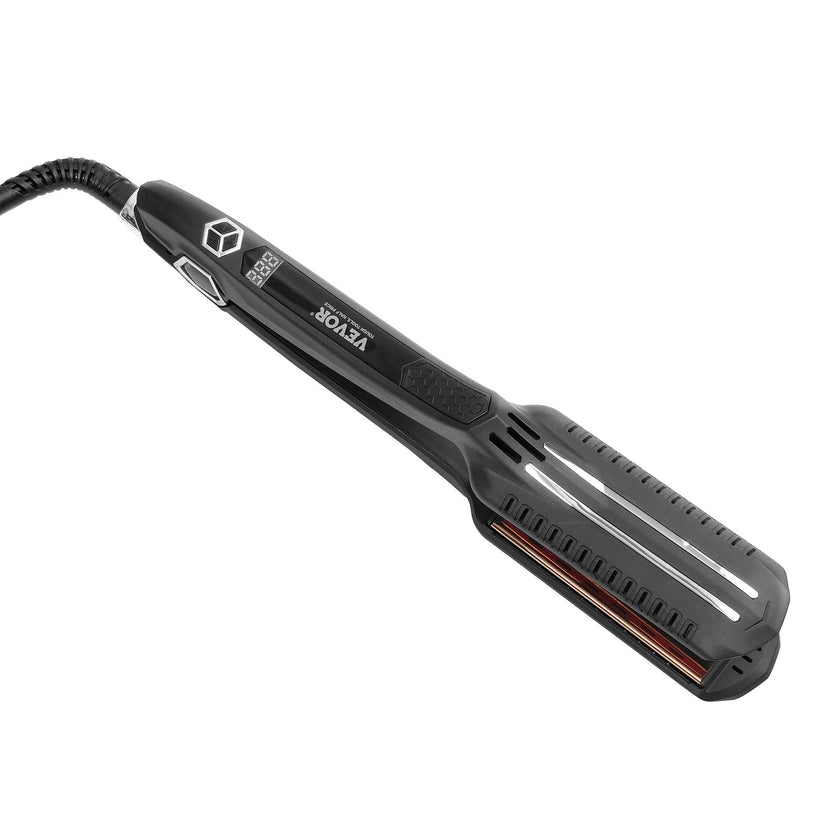 VEVOR Hair Straightener, 1.5-inch Titanium Flat Iron, Dual Infrared Hair Straightener Flat Iron with LCD Display and 19 Temp Levels - 210°F to 450°F, Dual Voltage 110V/240V for Salon Home Travel Use