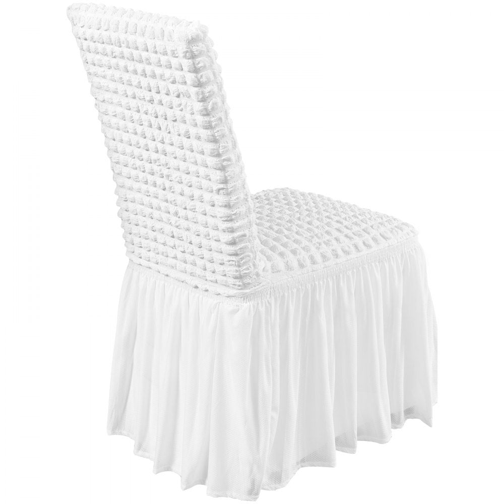 VEVOR Stretch Spandex Folding Chair Covers, Universal Fitted Chair Cover with Skirt, Removable Washable Protective Slipcovers, for Wedding, Holiday, Banquet, Party, Celebration, Dining (4 PCS White)