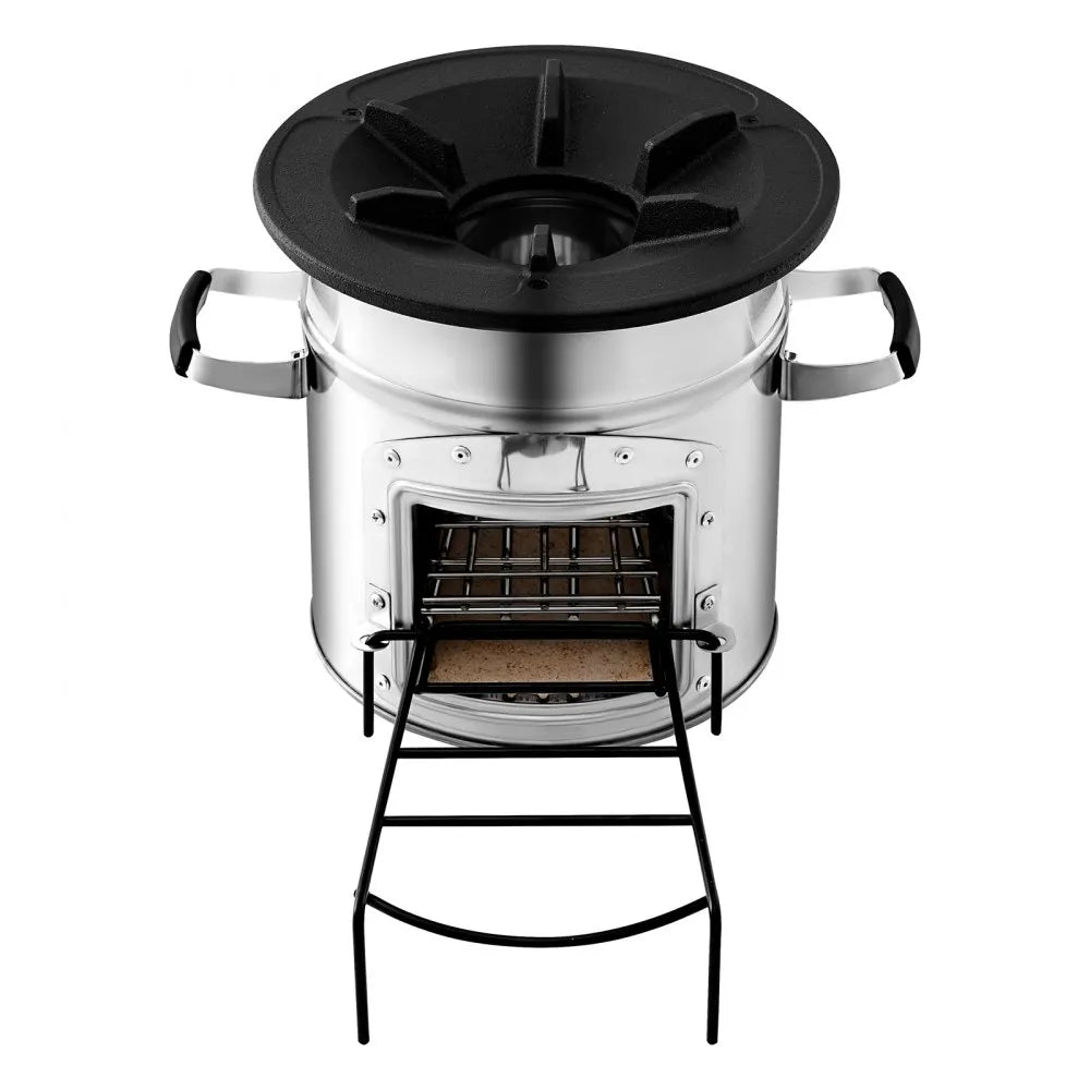 VEVOR Camping Rocket Stove, Portable Stainless Steel Wood Burning Stove with Single Door & Carry Bag