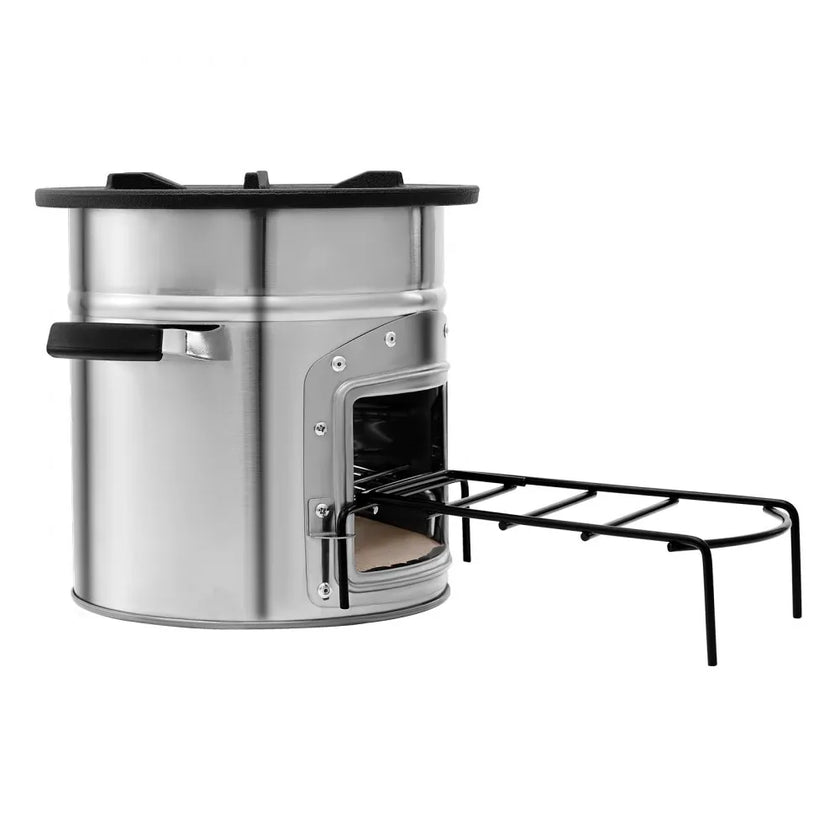 VEVOR Camping Rocket Stove, Portable Stainless Steel Wood Burning Stove with Single Door & Carry Bag