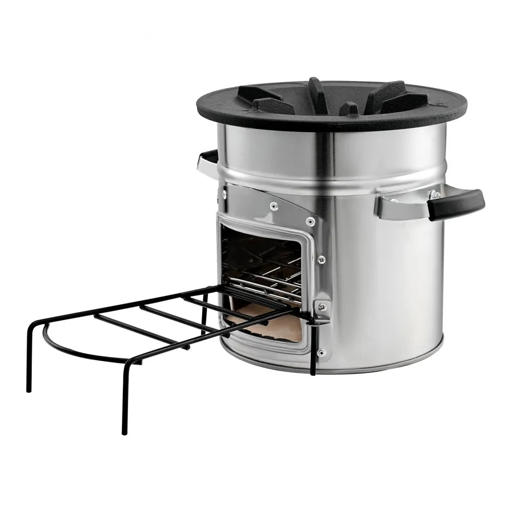 VEVOR Camping Rocket Stove, Portable Stainless Steel Wood Burning Stove with Single Door & Carry Bag