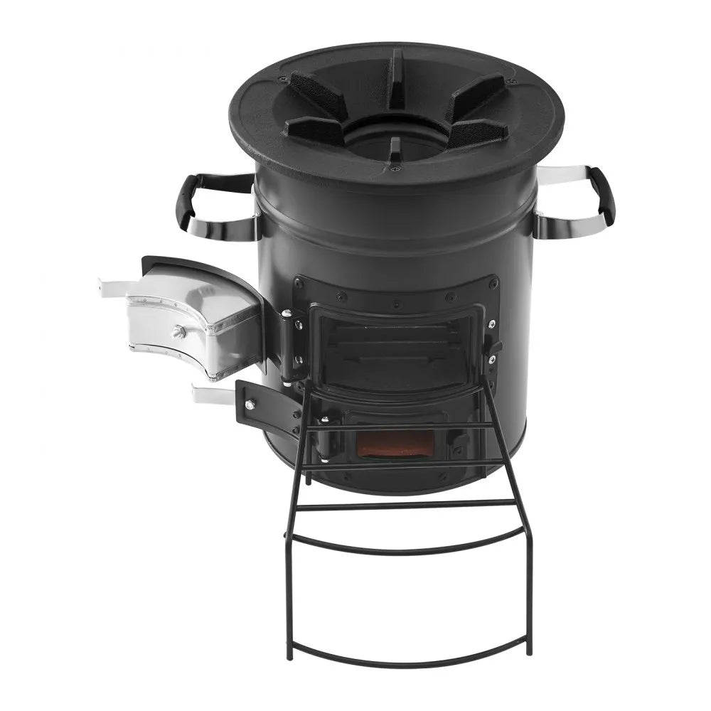 VEVOR Camping Rocket Stove, Portable Wood Burning Stove with Carry Bag, SPCC Steel Double Door Design
