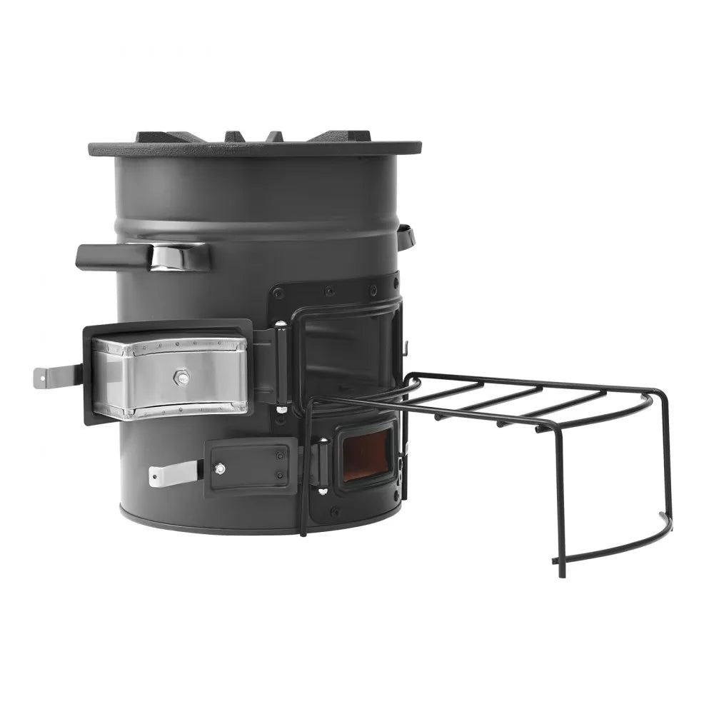VEVOR Camping Rocket Stove, Portable Wood Burning Stove with Carry Bag, SPCC Steel Double Door Design