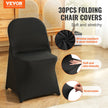 VEVOR Stretch Spandex Folding Chair Covers, Universal Fitted Chair Cover, Removable Washable Protective Slipcovers, for Wedding, Holiday, Banquet, Party, Celebration, Dining (30PCS Black)