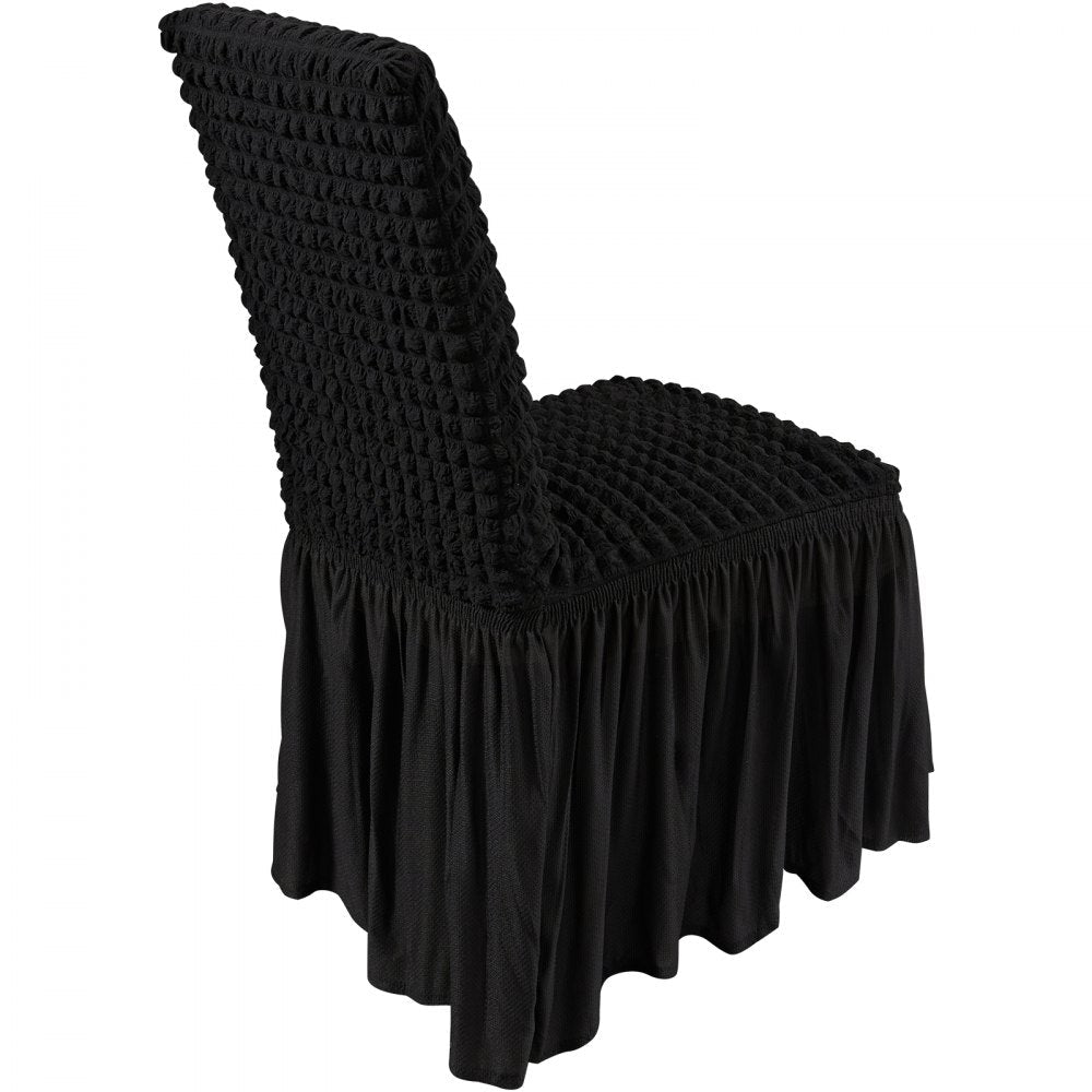 VEVOR Stretch Spandex Folding Chair Covers, Universal Fitted Chair Cover with Skirt, Removable Washable Protective Slipcovers, for Wedding, Holiday, Banquet, Party, Celebration, Dining (4 PCS Black)