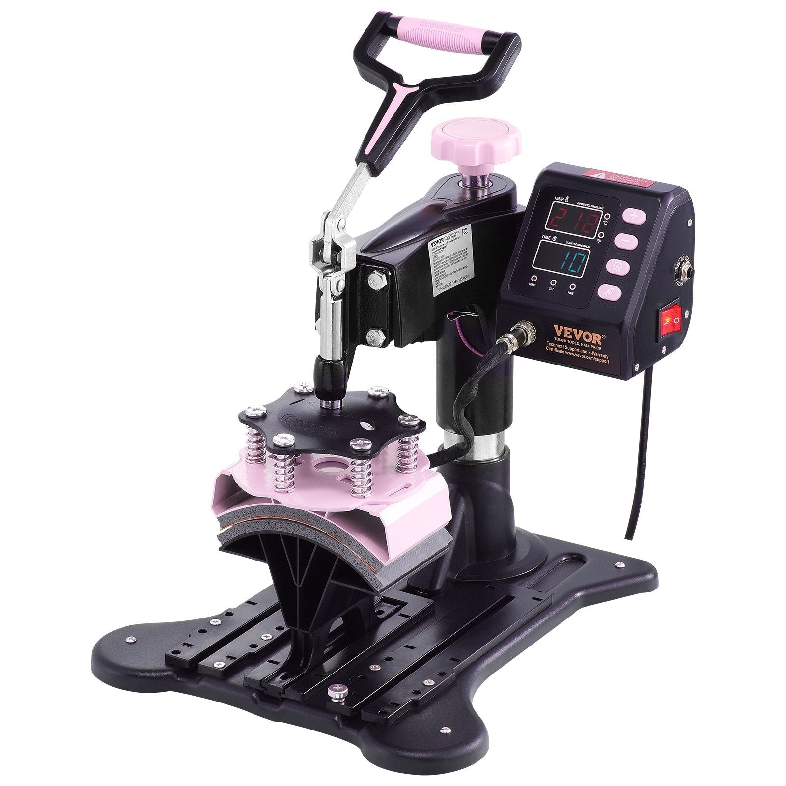 VEVOR 5 in 1 Heat Press Machine 12x15 in 30oz Tumbler Press T-Shirts Black+Pink