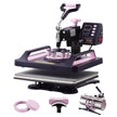 VEVOR 5 in 1 Heat Press Machine 12x15 in 30oz Tumbler Press T-Shirts Black+Pink