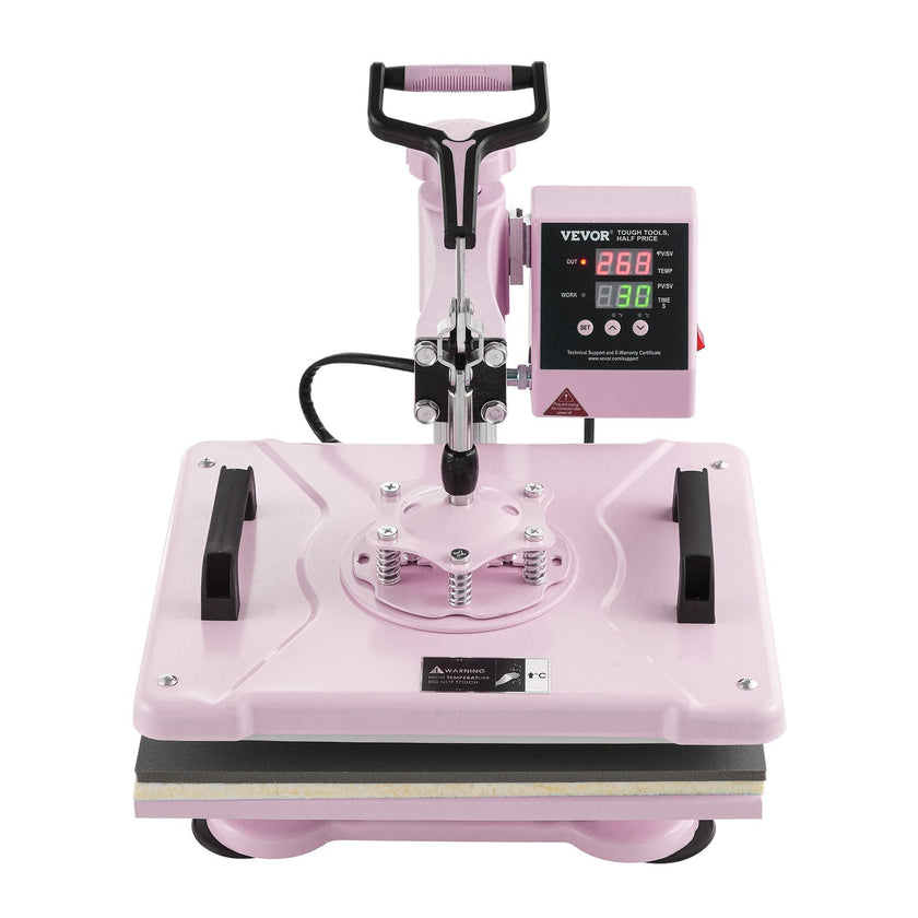 VEVOR Heat Press Machine 12x15 in 8 in 1 with 30oz Tumbler Press T-Shirts Pink