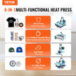 VEVOR Heat Press Machine 15x15 in 5 in 1 with 30oz Tumbler Press T-Shirts Green