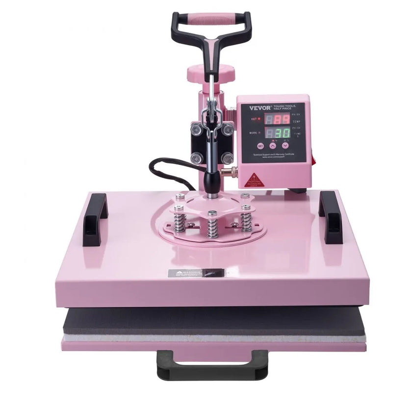 VEVOR Heat Press Machine 15x15 in 5 in 1 with 30oz Tumbler Press T-Shirts Pink