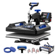 VEVOR 8 in 1 Heat Press Machine 15x15 in 30oz Tumbler Press T-Shirts Black+Blue