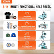 VEVOR Heat Press Machine 15x15 in 8 in 1 with 30oz Tumbler Press T-Shirts Green