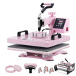 VEVOR Heat Press Machine 15x15 in 8 in 1 with 30oz Tumbler Press T-Shirts Pink