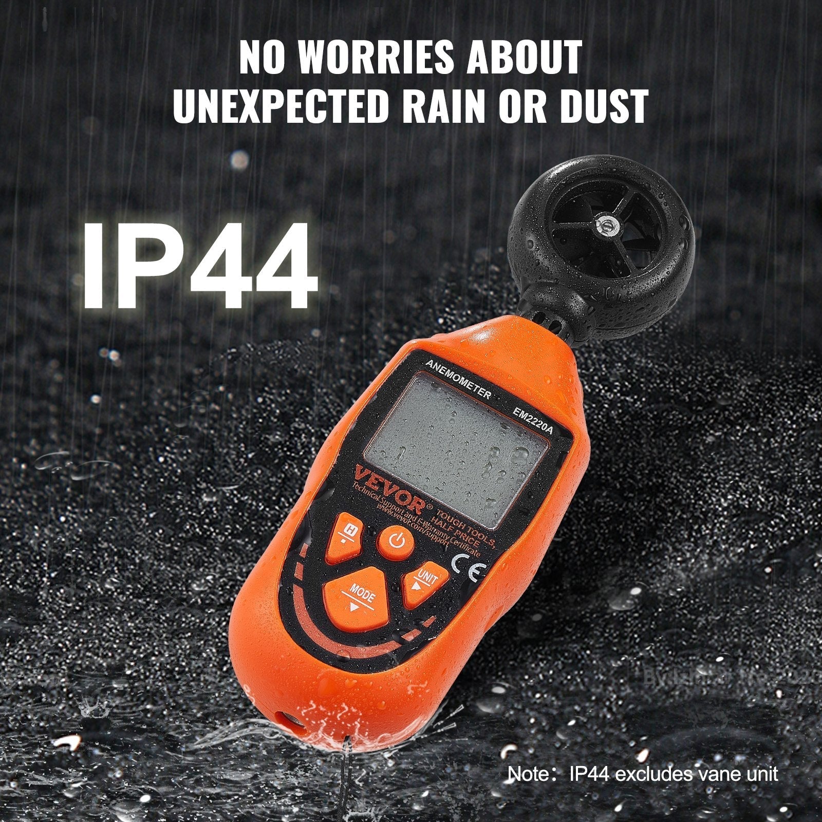 VEVOR Handheld Anemometer, 14?-113?, Digital Wind Speed Meter Gauge with LED Backlight Screen, Measures Wind Velocity Wind Temperature Air Flow Wind Chill, for Sailing Surfing Drone Flying HVAC