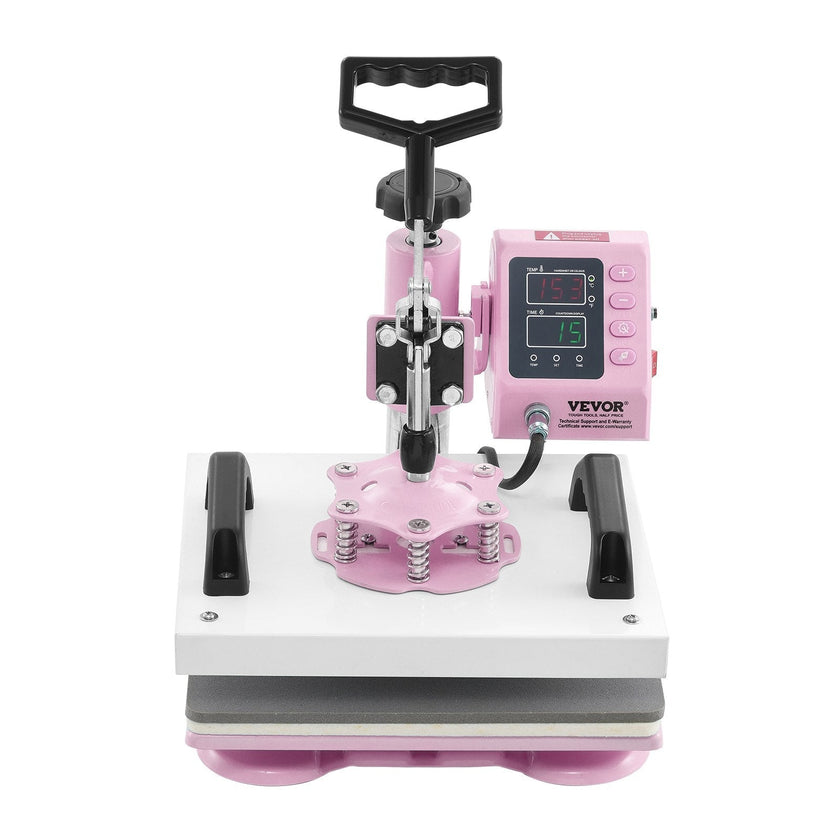 VEVOR Heat Press Machine 12x10in Heat Transfer Machine for T-Shirts Press Pink