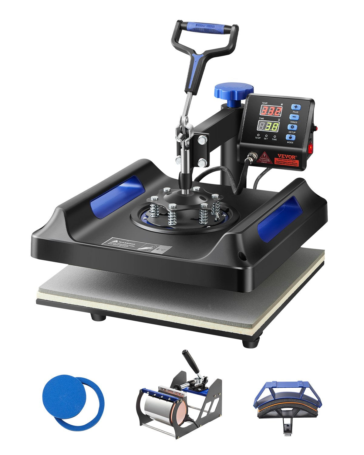 Heat Press Machine Sublimation Machine 15 x 15 inch 8 In 1 Blue Heat Press Set