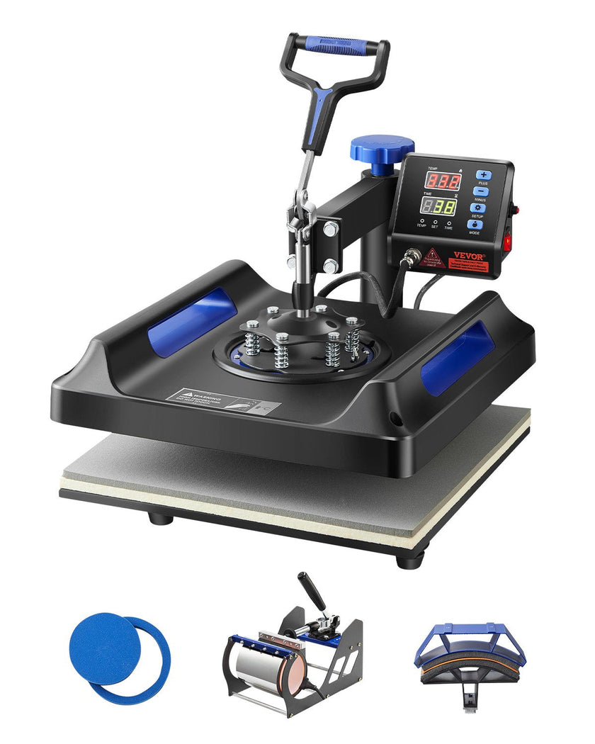 Heat Press Machine Sublimation Machine 15 x 15 inch 8 In 1 Blue Heat Press Set