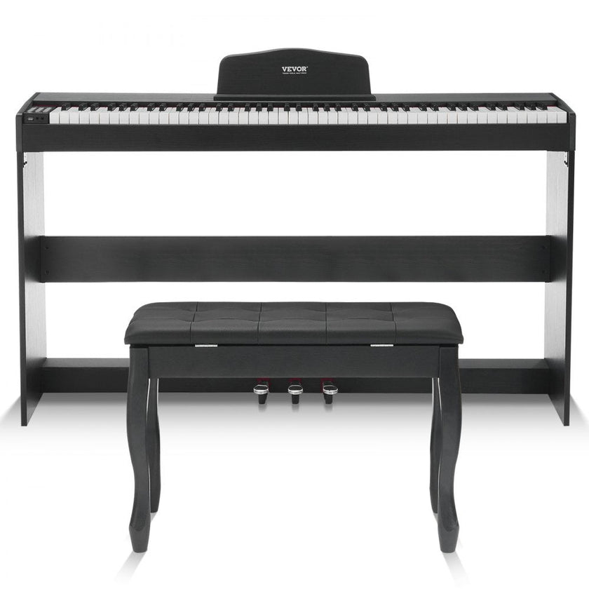 VEVOR 88 Key Fully Weighted Digital Piano Dual Keyboard Cabinet Bracket Bench