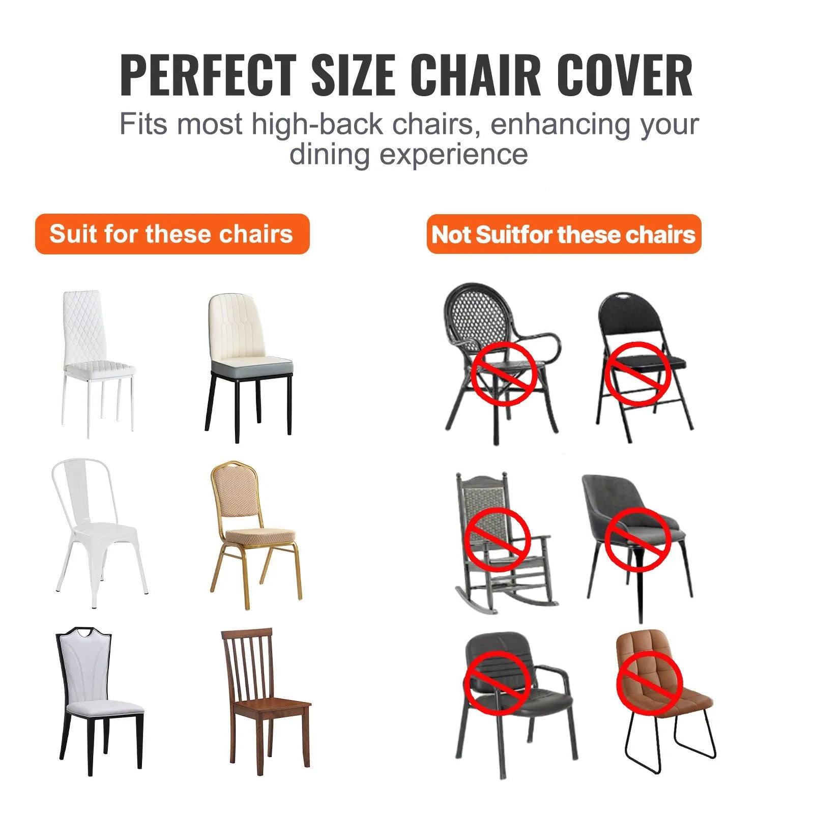 VEVOR Stretch Spandex Folding Chair Covers, Universal Fitted Chair Cover, Removable Washable Protective Slipcovers, for Wedding, Holiday, Banquet, Party, Celebration, Dining (50PCS Ivory White)
