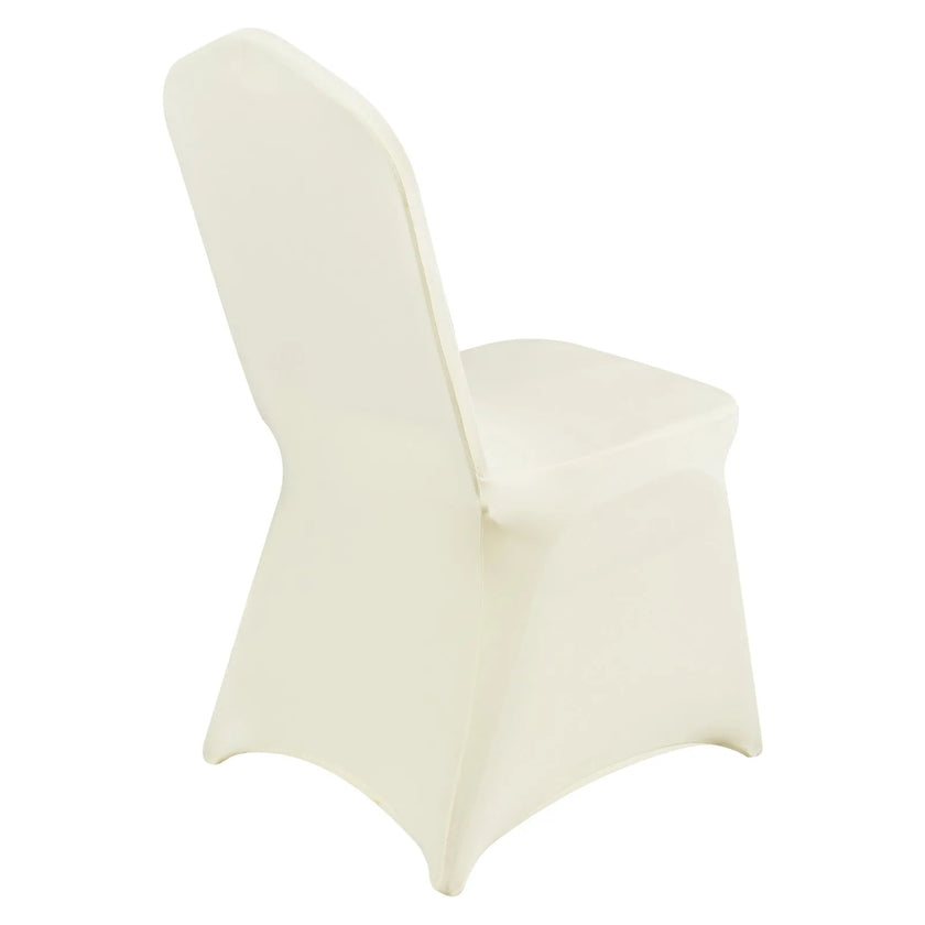 VEVOR Stretch Spandex Folding Chair Covers, Universal Fitted Chair Cover, Removable Washable Protective Slipcovers, for Wedding, Holiday, Banquet, Party, Celebration, Dining (50PCS Ivory White)