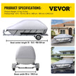 VEVOR Waterproof Boat Cover, 16'-18.5' Trailerable Boat Cover, Beam Width up to 98