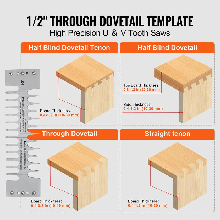 VEVOR Dovetail Jig 12 Inches Precise Dove Tailing Router Jigs with 3 Templates