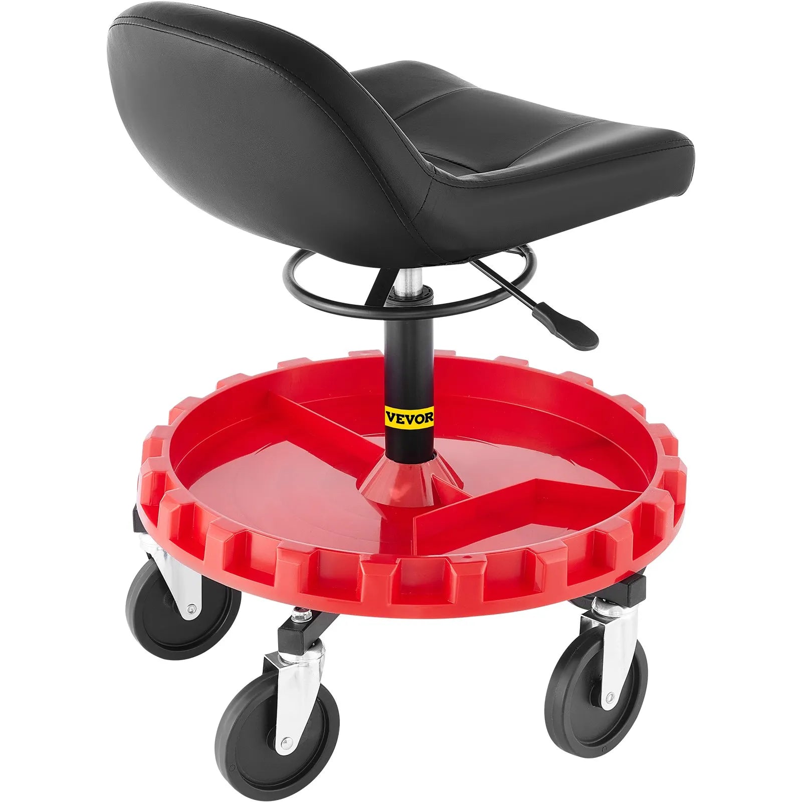 VEVOR Shop Stool, 400 LBS Rolling Garage Stool, 18” to 23” Adjustable Height Mobile Rolling Gear Seat, Round Tray Garage Pneumatic Stool, All-Terrain 5