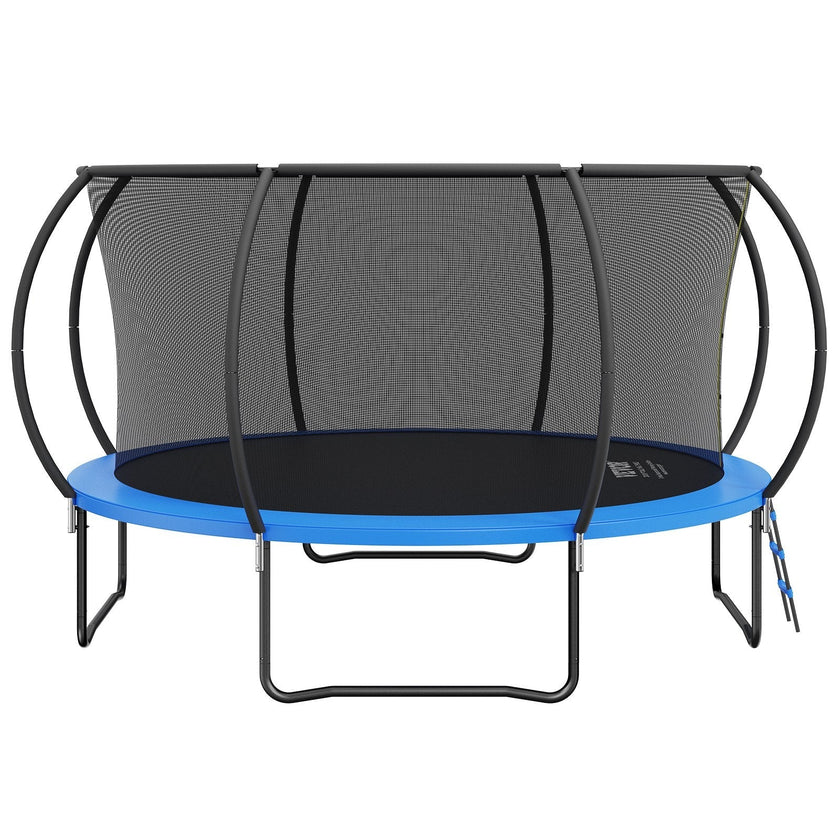 VEVOR 14FT Trampoline, 450 lbs Trampoline with Enclosure Net, Ladder, and Curved Pole, Heavy Duty Trampoline with Jumping Mat and Spring Cover Padding, Outdoor Recreational Trampolines
