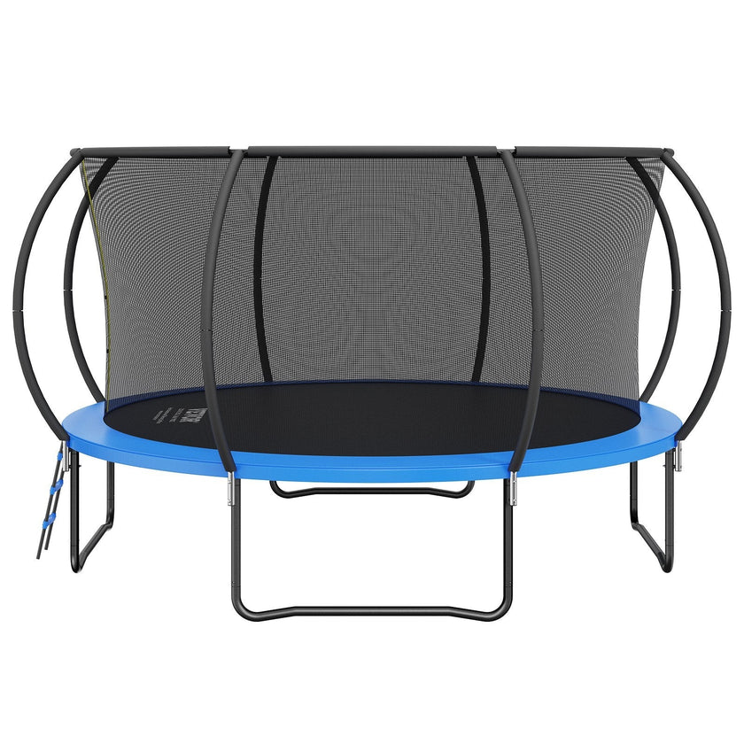 VEVOR 14FT Trampoline, 450 lbs Trampoline with Enclosure Net, Ladder, and Curved Pole, Heavy Duty Trampoline with Jumping Mat and Spring Cover Padding, Outdoor Recreational Trampolines