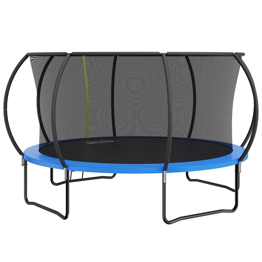 VEVOR 14FT Trampoline, 450 lbs Trampoline with Enclosure Net, Ladder, and Curved Pole, Heavy Duty Trampoline with Jumping Mat and Spring Cover Padding, Outdoor Recreational Trampolines